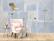 Фотообои Сухоцветы на синем дизайнерском фоне. - 4