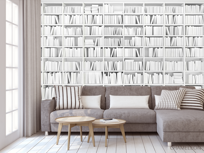 Фотообои белый книжный шкаф - 3