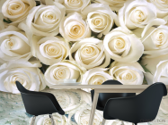 Фотошпалери Білі троянди з росою - 1