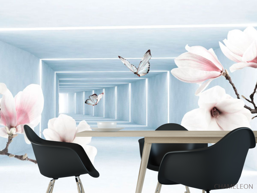 Фотошпалери Тонель і білі магнолії - 1