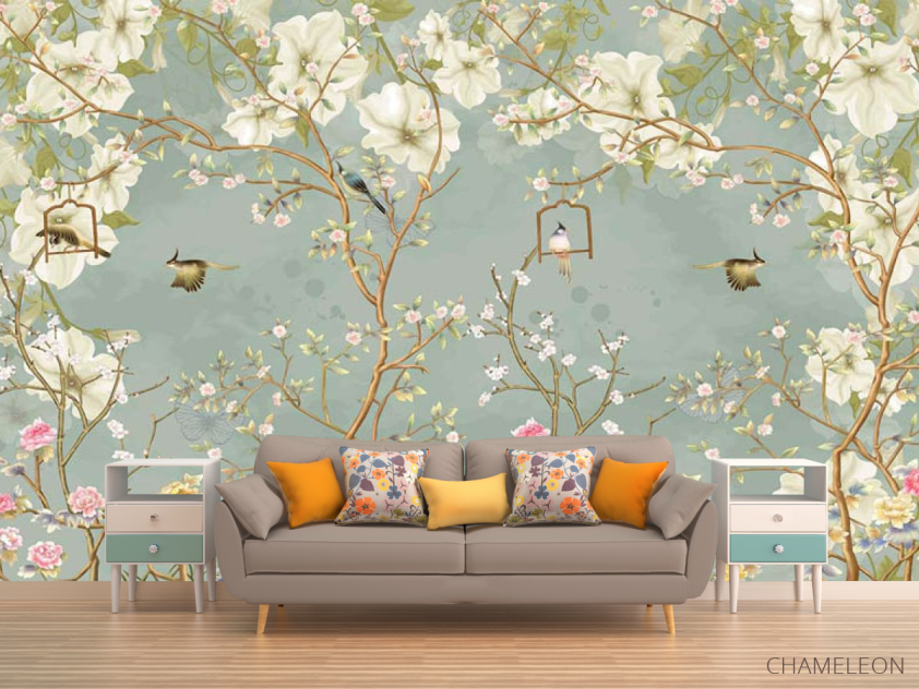 Фотообои Птицы и ветки в японском стиле - 1