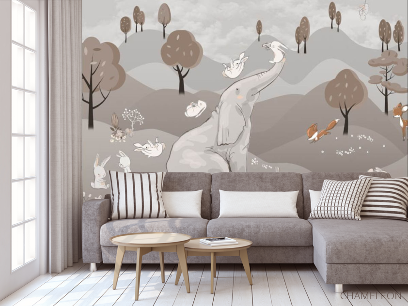 Фотообои Слон на полянке - 3