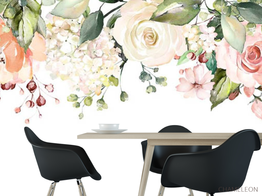 Фотошпалери акварельні квіти зі стелі - 1