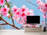 Фотообои яркие розовые цветочки на дереве - 2