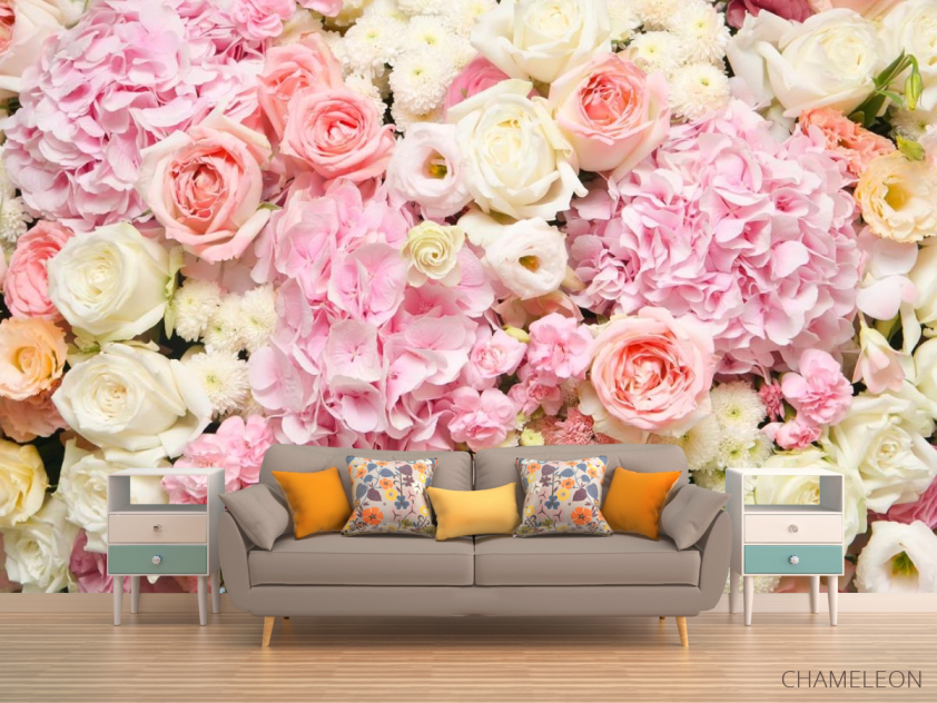 Фотообои нежные бело-розовые цветы - 1