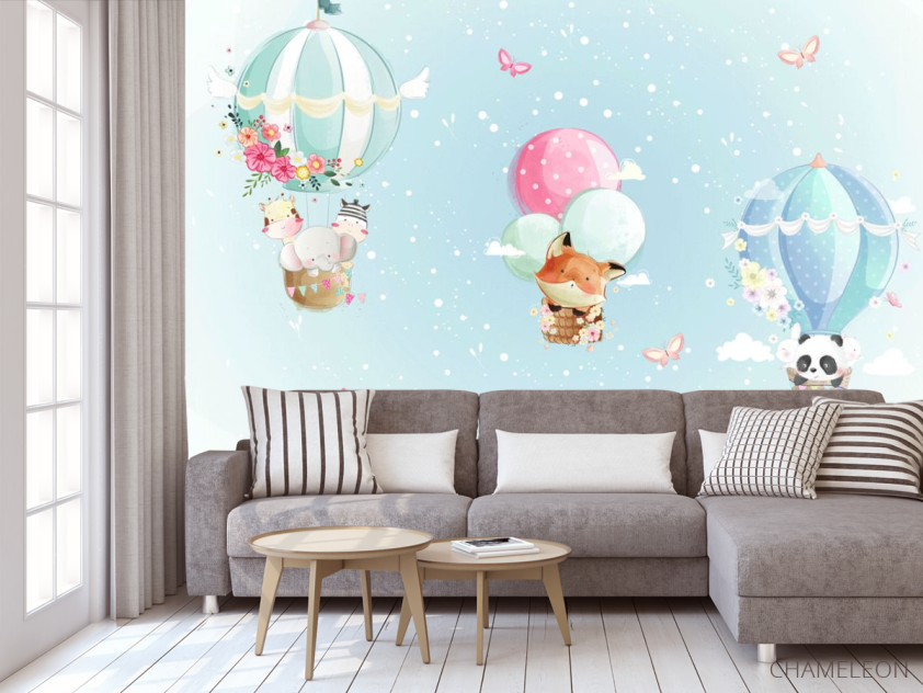 Фотообои Голубые воздушные шарики - 3