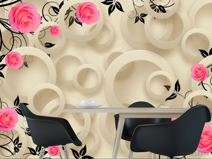 Фотошпалери Троянди і кола 3d - 1