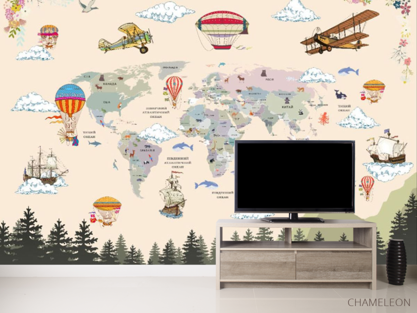 Фотообои Детская карта с горами и лесом - 2