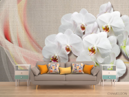 Фотообои Орхидеи на фоне ткани - 1