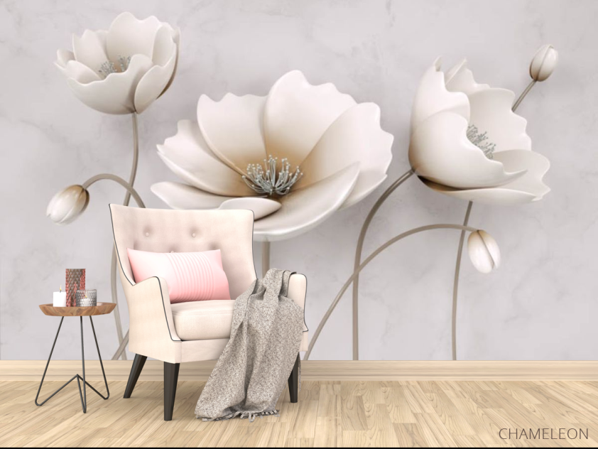 Фотообои Бежевые керамические цветы - 4