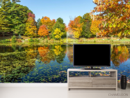 Фотообои осень деревья и фонтан над озером - 2