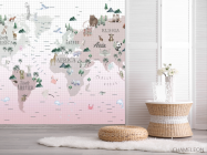 Фотошпалери рожева дитяча карта - 2