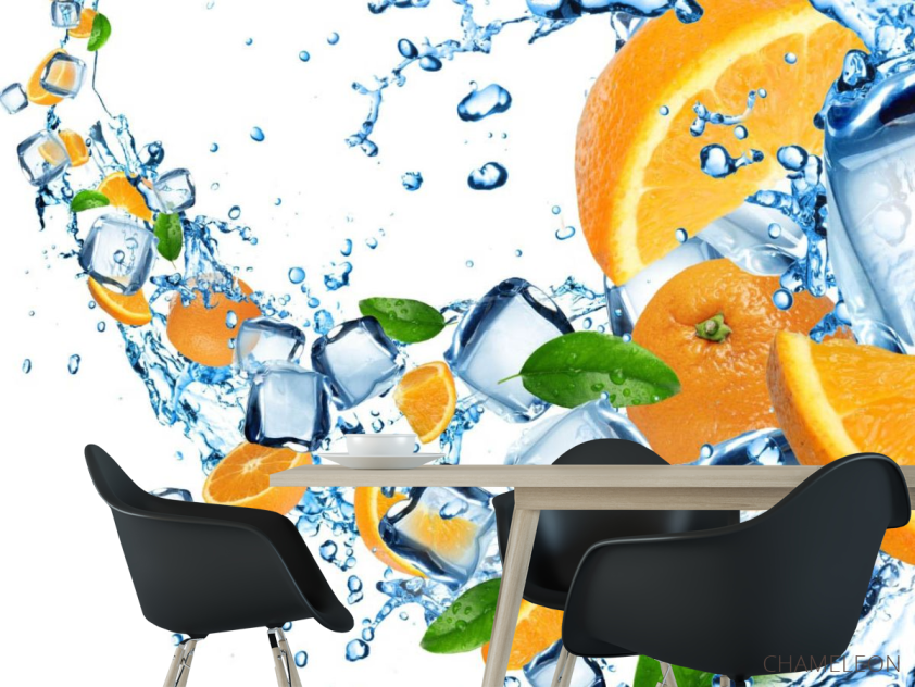 Фотошпалери Апельсини і кубики льоду - 1