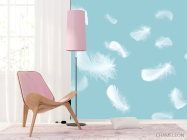 Фотошпалери білі пір'я на блакитному - 4