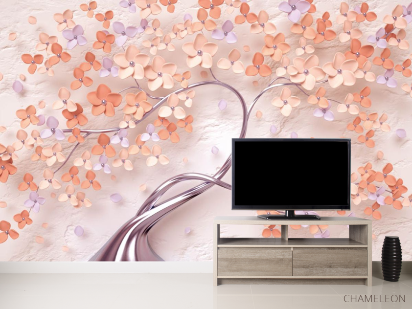 Фотообои 3д дерево персикового цвета - 2