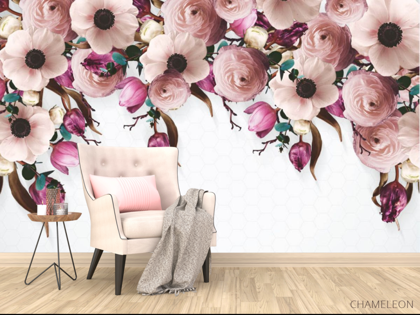 Фотообои Розовый микс из цветов - 4