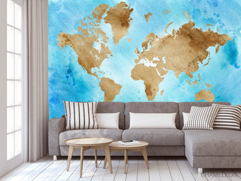 Фотообои Акварельная карта - 3