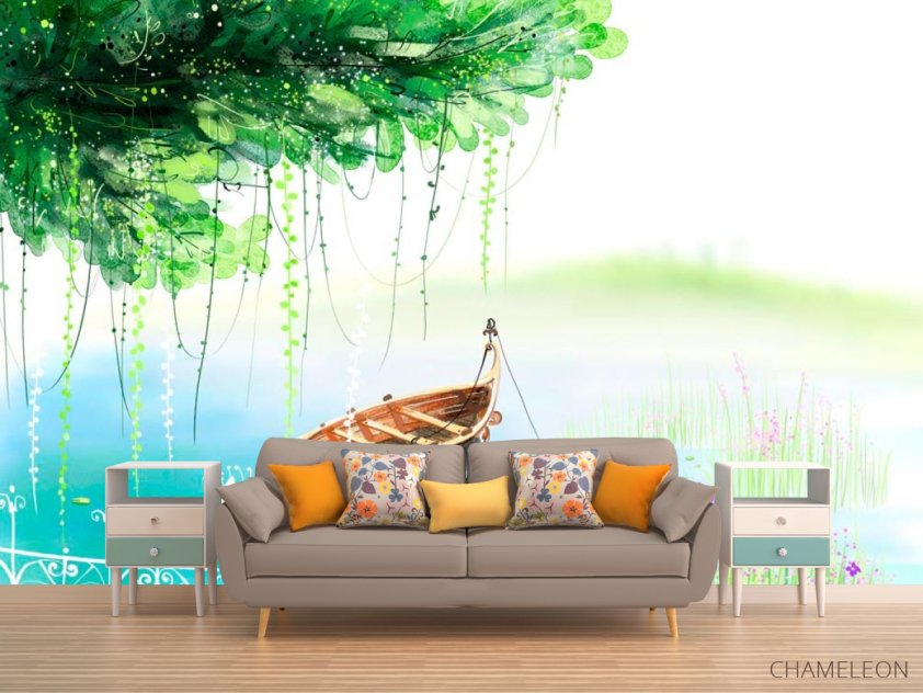 Фотообои лодка на озере - 1