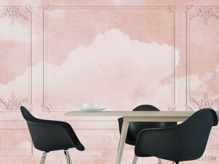 Фотошпалери 3Д стіна з рожевим небом - 1