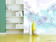 Фотошпалери блакитні векторні квіти - 3