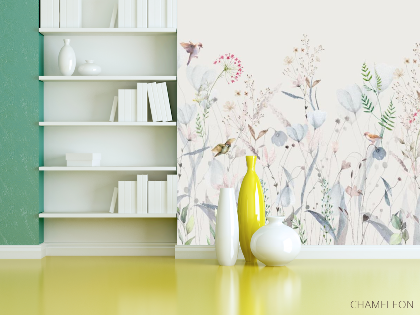 Фотошпалери мінімалістичні квіти блакитний відтінок - 3