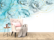 Фотообои Векторные дизайнерские цветы с золотом - 4