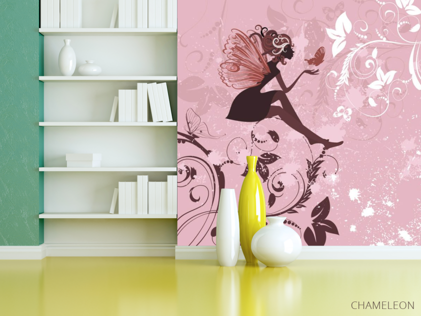 Фотошпалери Фея на рожевому тлі - 3