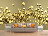 Фотообои Золотые 3d квадратики - 1