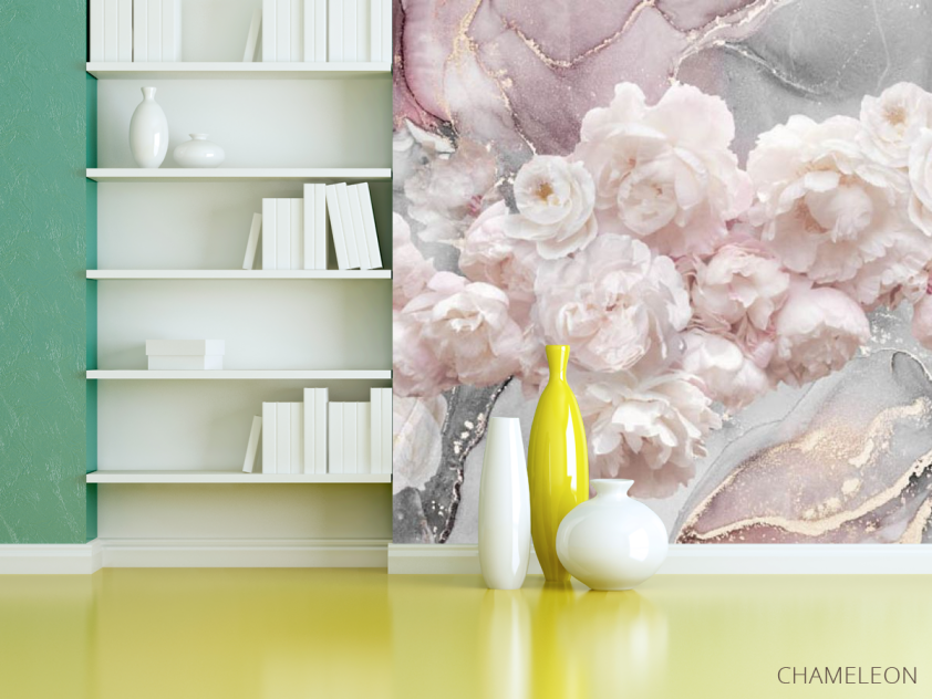 Фотошпалери півонії на тлі флюїду - 3