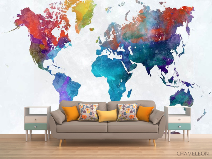 Фотообои Акварельная карта - 1