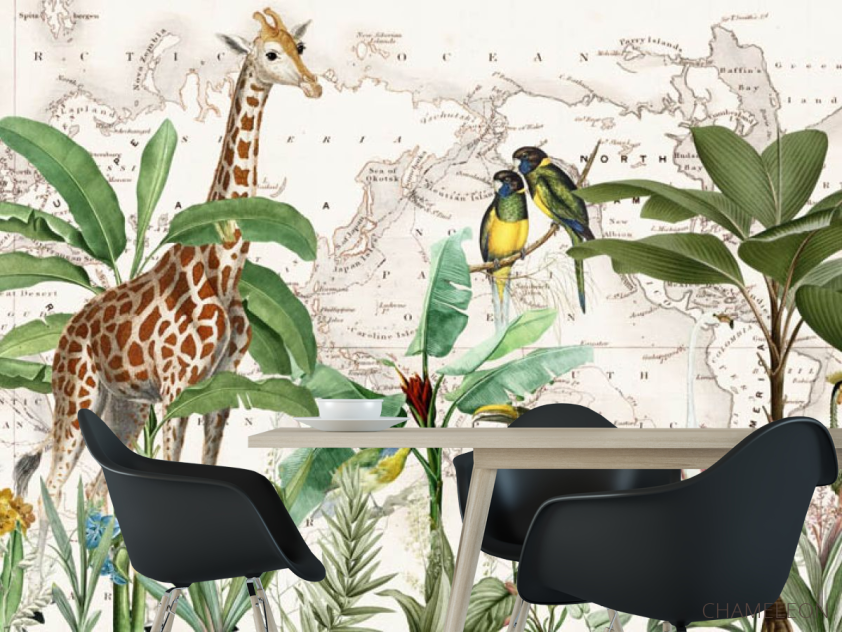 Фотошпалери Карта з жирафом - 1