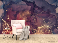 Фотообои Золотой Fluid art с фиолетовым - 4