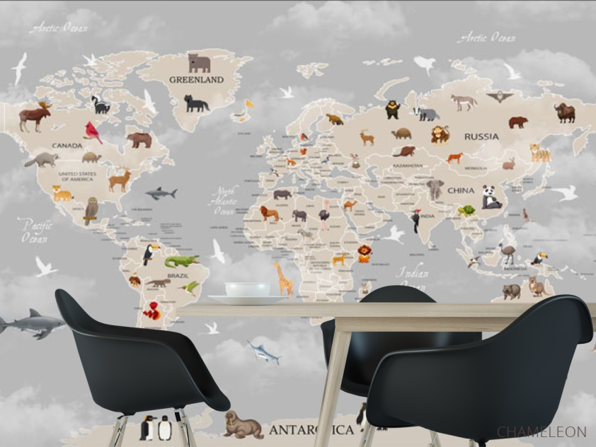 Фотошпалери карта сіра англійською - 1