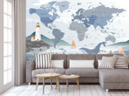 Фотообои Карта на английском в морском стиле на английском - 3