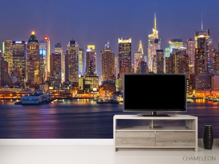 Фотообои фиолетовый вечерний город - 2