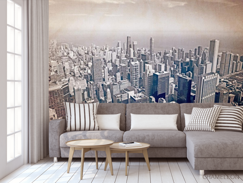 Фотообои мегаполис над океаном старая бумага - 3