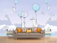 Фотообои Зайки на фмолетовом фоне - 1