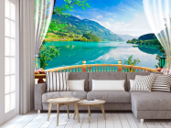 Фотообои Панорамное окно с озером - 3