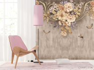 Фотошпалери коричневі квіти під стелею - 4