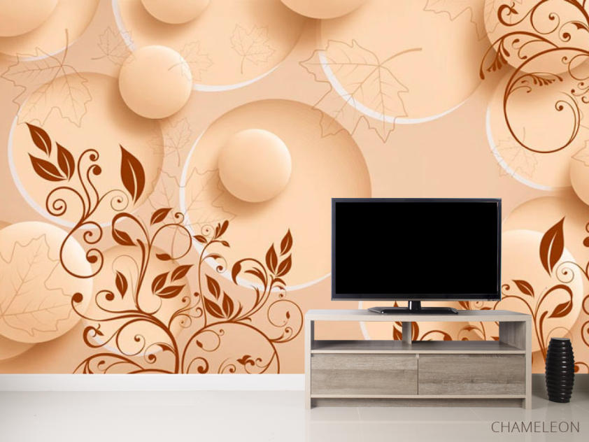 Фотообои Коричневый узор и сферы - 2