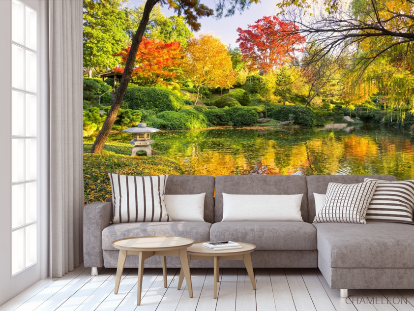 Фотообои осенний лес над озером - 3