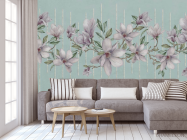 Фотообои Магнолии на фоне бирюзы - 3