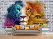 Фотообои Стена 3д со львом - 1