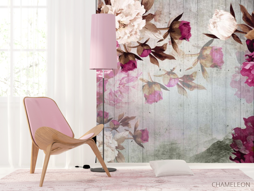 Фотошпалери Вінтажні бордові півонії - 4