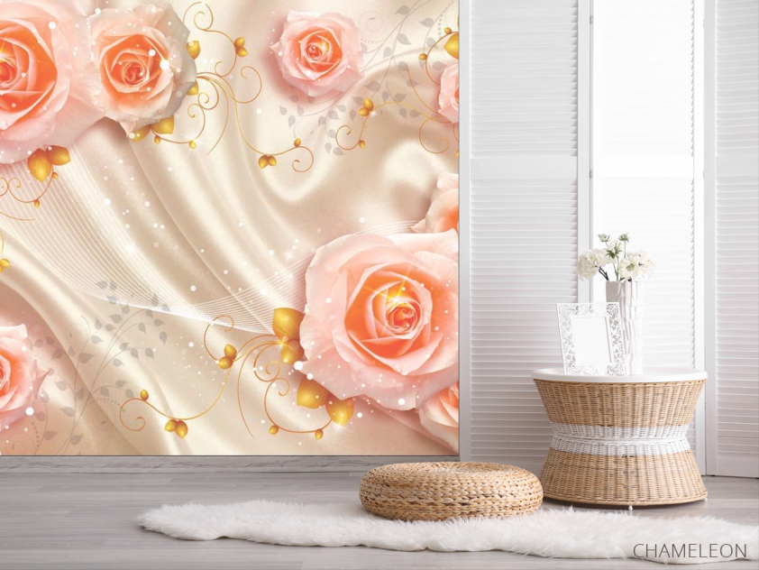 Фотошпалери Троянди на атласі 3д - 2