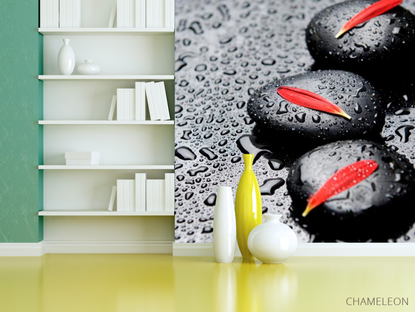 Фотошпалери Пелюстки, камені, краплі - 3