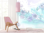 Фотошпалери блакитні векторні квіти - 4