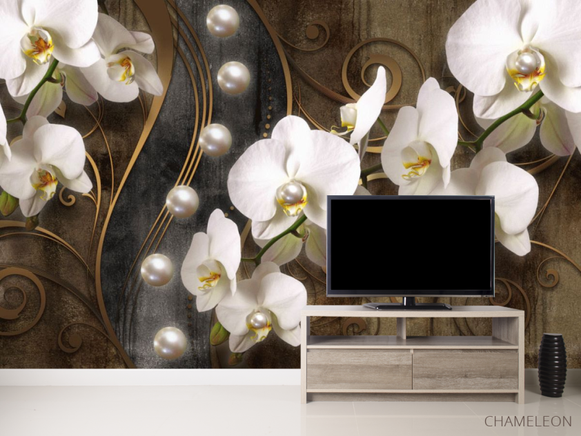 Фотообои 3д белые орхидеи - 2