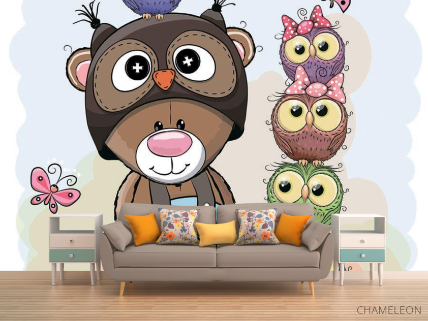 Фотообои Мишка и совы - 1