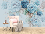 Фотообои Синие 3д цветы - 4